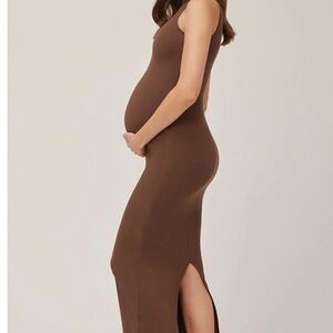 Chic Brown Maxi Maternity Dress